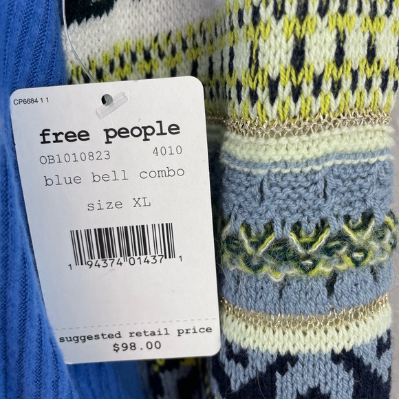 NWT Free People Blue Bell Combo Sweater Size XL - Picture 3 of 7